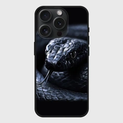 Чехол силиконовый для Apple iPhone 15 Pro Мax матовый Черная изящная змея 