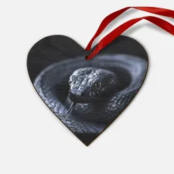 Деревянная игрушка Сердце Черная изящная змея 