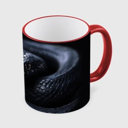 Кружка с полной запечаткой Черная изящная змея 