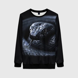 Женский свитшот 3D Черная изящная змея 