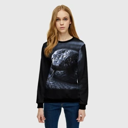 Женский свитшот 3D Черная изящная змея  - фото 2