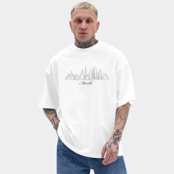 Мужская футболка Oversize хлопок texturе  Черно-белый город Москва - фото 2