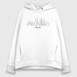 Женское худи Oversize хлопок  Черно-белый город Москва