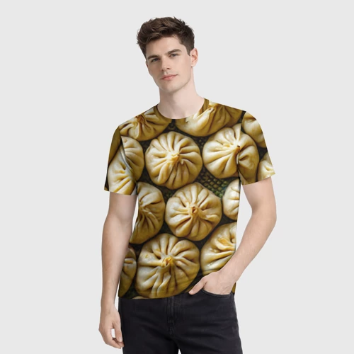 Мужская футболка 3D с принтом Хинкали, фото на моделе #1