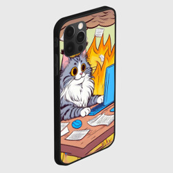 Чехол для iPhone 12 Pro Кот программист в горящей комнате - i'm fine оммаж пародия - фото 2