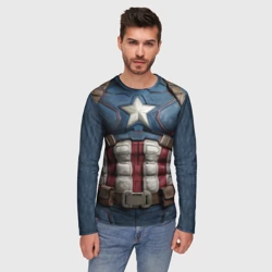 Мужской лонгслив 3D Костюм капитана Америка - фото 2