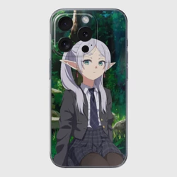 Чехол для iPhone 15 Pro Max силиконовый с защитой камеры Фрирен в летнем лесу