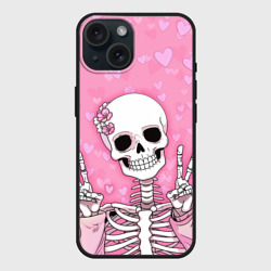 Чехол силиконовый для Apple iPhone 15 матовый Скелет-милашка