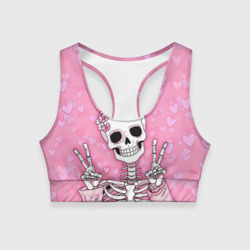 Женский спортивный топ 3D Скелет-милашка