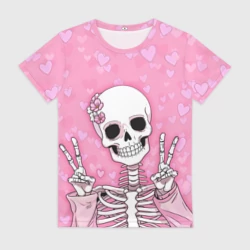 Женская футболка 3D Скелет-милашка