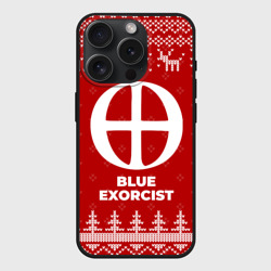 Чехол силиконовый для Apple iPhone 15 Pro матовый Новогодний Blue Exorcist с оленями
