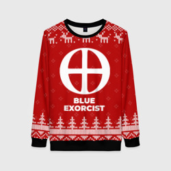 Женский свитшот 3D Новогодний Blue Exorcist с оленями