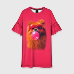 Детское платье 3D Шпиц с жевачкой в очках