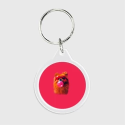 Брелок круглый Шпиц с жевачкой в очках