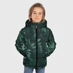 Зимняя куртка для мальчиков 3D Тёмно зеленые листья - фото 2