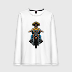 Мужской лонгслив хлопок Мексиканец на мотоцикле