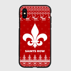 Чехол для iPhone XS Max матовый Новогодний Saints Row с оленями