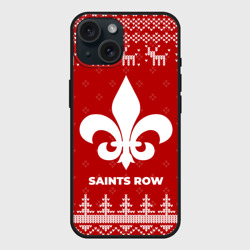 Чехол силиконовый для Apple iPhone 15 матовый Новогодний Saints Row с оленями
