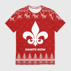 Мужская футболка 3D Новогодний Saints Row с оленями
