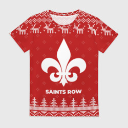 Женская футболка 3D Новогодний Saints Row с оленями