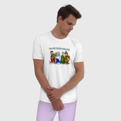 Мужская пижама с белой футболкой хлопок ВсеВО ХА ХАрошеВО - Каламбур Деревня Дураков пожелание - фото 2