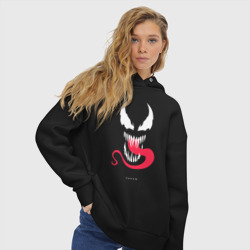 Женское худи Oversize хлопок Веном с языком и надписью - фото 2