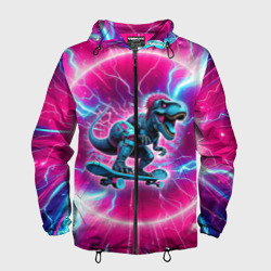 Мужская ветровка 3D Cyber tyrannosaurus is a cool skateboarder