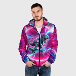 Мужская ветровка 3D Cyber tyrannosaurus is a cool skateboarder - фото 2