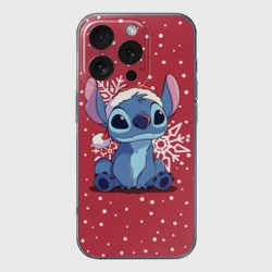 Чехол для iPhone 16 Pro Max силиконовый с защитой камеры Новогодний Стич