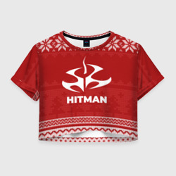 Женская футболка Crop-top 3D Новогодний Hitman