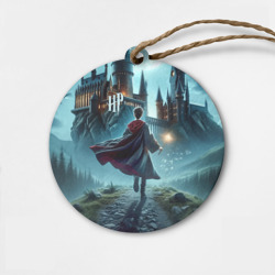 Деревянная игрушка круг Гарри Поттер с волшебной палочкой - Хогвартс