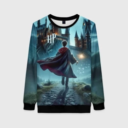 Женский свитшот 3D Гарри Поттер с волшебной палочкой - Хогвартс