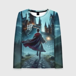 Женский лонгслив 3D Гарри Поттер с волшебной палочкой - Хогвартс