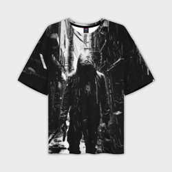 Мужская футболка oversize 3D Человек в капюшоне из подворотне 