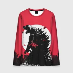 Мужской лонгслив 3D Godzilla destroys the city