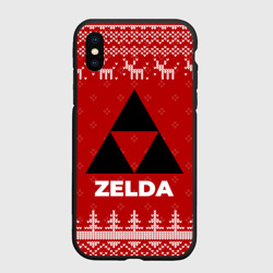 Чехол для iPhone XS Max матовый Новогодний Zelda с оленями