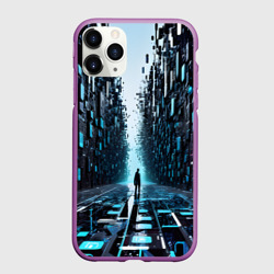 Чехол для iPhone 11 Pro матовый Человек в цифровом лесу