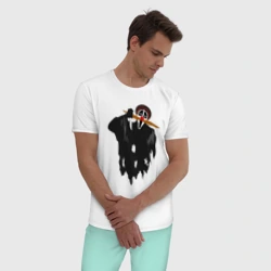 Мужская пижама с белой футболкой хлопок Крик-мужик из Деревня дураков мем - фото 2