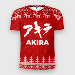 Мужская футболка 3D Slim Новогодний Akira с оленями