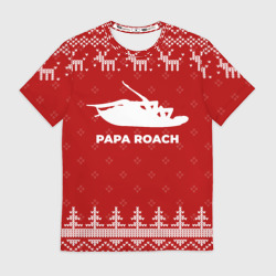 Мужская футболка 3D Новогодний Papa Roach с оленями