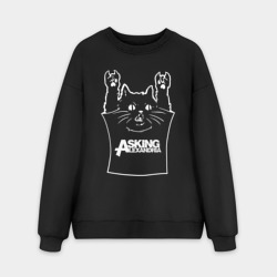 Мужской свитшот oversize без начеса хлопок Asking Alexandria - cat rock