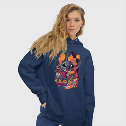 Женское худи Oversize хлопок Lilo and Stitch - фото 2