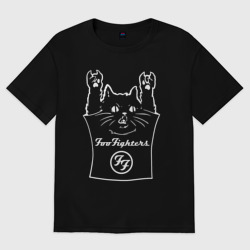 Женская футболка хлопок Oversize Foo Fighters - cat rock