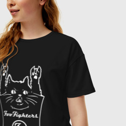 Женская футболка хлопок Oversize Foo Fighters - cat rock - фото 2