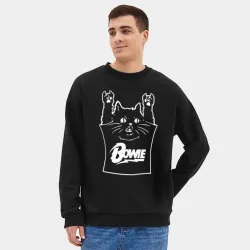 Мужской свитшот oversize без начеса хлопок David Bowie - cat rock - фото 2