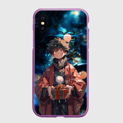 Чехол для iPhone XS Max матовый Новогодний Мидория - Моя геройская академия