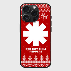 Чехол силиконовый для Apple iPhone 15 Pro матовый Новогодний Red Hot Chili Peppers с оленями