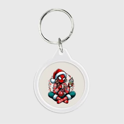 Брелок круглый Новогодняя женщина-паук с горячим шоколадом для пар