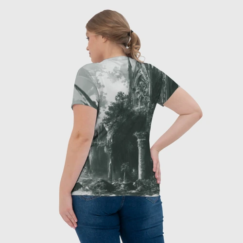 Женская футболка 3D с принтом Рыцарь с большим щитом, вид сзади #2