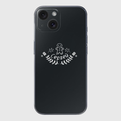 Чехол для iPhone 15 силиконовый с защитой камеры Новогодний Сергей мелом